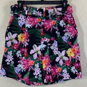 Mohito Shorts Floral w/Belt Black Pink Red  Purple Size 34